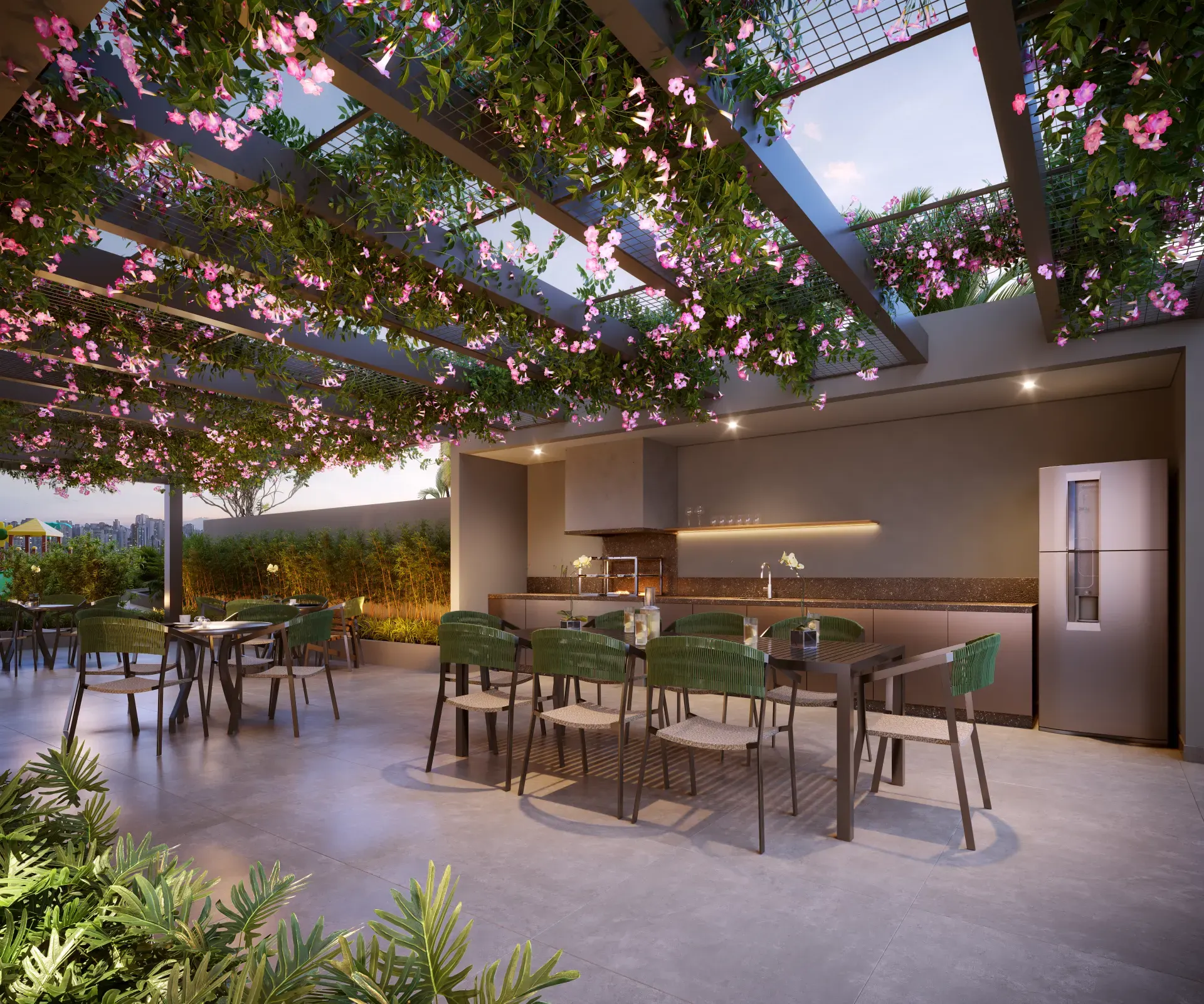 Churrasqueira e forno de pizza do Upside Vista